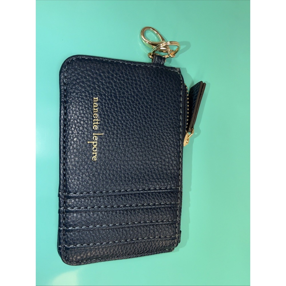 Nanette Lepore Wallet Card Case Holder Keychain Navy Blue